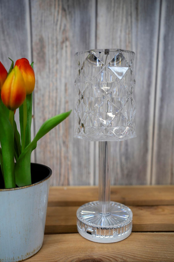 Lampka plastikowa z baterią USB 26cm kryształ kielich