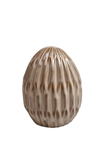 Jajko ceramiczne beżowe cieniowane, plisowane 17cm