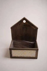 Skrzynka/Osłonka drewniany brązowy domek 36x25,5 cm