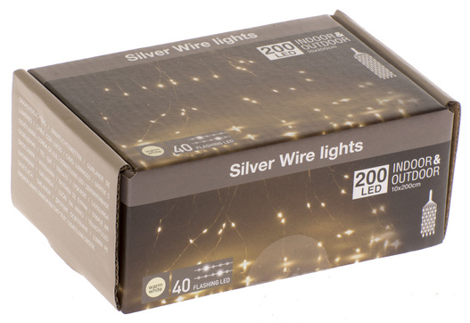 Kurtyna zewnętrzne 200LED biały migający 2m