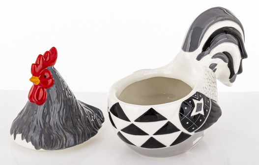 Kura z pokrywką biało-czarno-szara 22x13x23cm