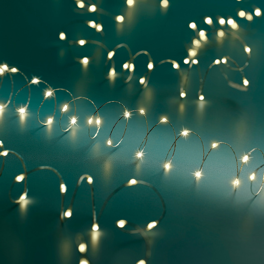 Lampki na baterie LED 4,95m Flesz drucik/ ciepły biały 8funkcji