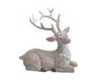 Jeleń ceramiczny leżący jasny brąz szczotkowany 8 cm