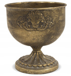 Kielich metalowy na nóżce złota patyna 18 cm