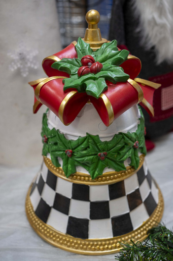 Dzwonek ceramiczny LED kokarda/ ostrokrzew 37cm