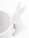 Miska ceramiczna biała z  wchodzącym królikiem 11,5x15,5cm