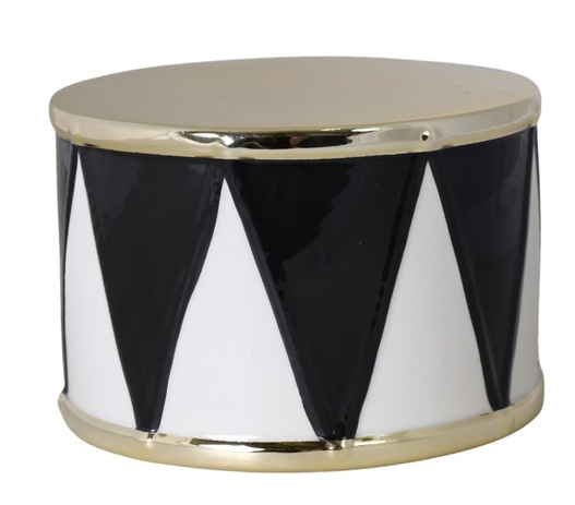 Bębenek ceramiczny biało-czarno-złoty 10,5cm