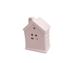 Domek LED biały, złote choinki 8,5 cm