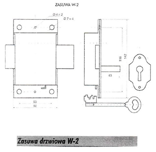 Zasuwa drzwiowa nawierzchniowa warecka W-2