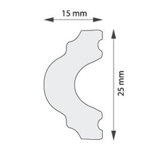 Listwa ścienna z polimeru HD 2mb / 2,5x1,5cm biała