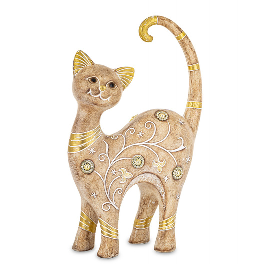 Figurka Kot brązowo-złoty cyrkonie 30x18cm