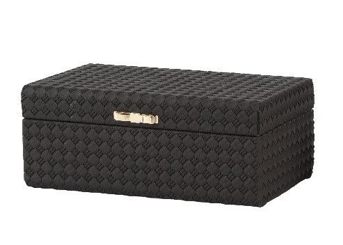 Szkatułka/Kuferek rattan czarny złota kokarda 25x15x10cm