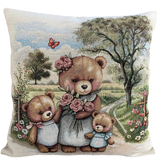 Poszewka na poduszkę 40x40cm EDEN Misie rodzina Chenille