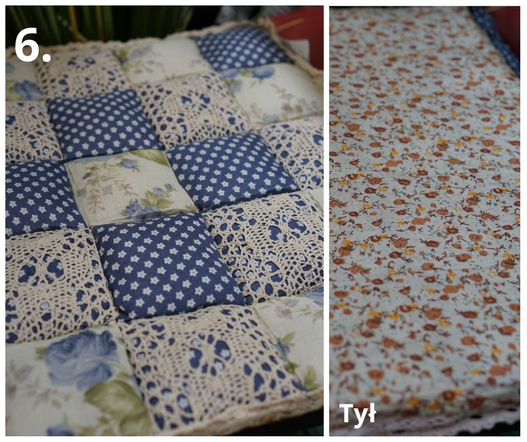 Patchwork poduszka na krzesło koronka mix 40x40cm