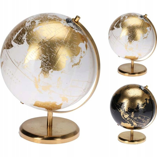 Globus na złotej podstawce biały/czarny 20cm 2wzory 1 sztuka