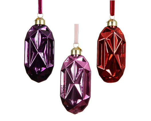 Bombka szklana 1sztuka diament burgund/jasny fiolet/ciemny fiolet 3 kolory 11cm