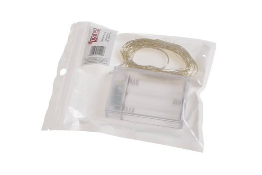 Lampki na baterie 50 LED 5m drucik/ biały zimny timer 6/18H
