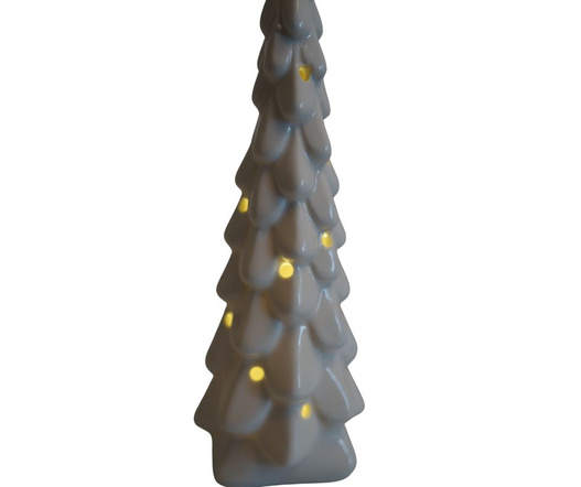 Choinka ceramiczna biała LED 24 cm