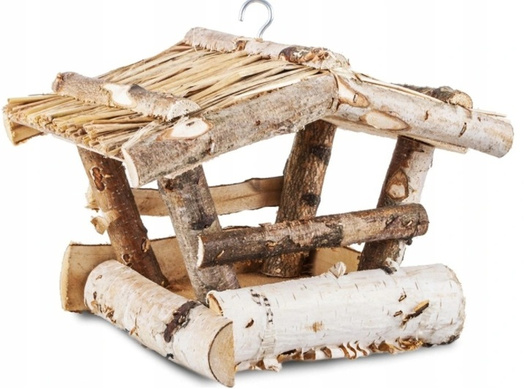 Karmnik dla ptaków słoma kwadrat wiszący mały