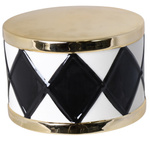 Bębenek ceramiczny biało-czarno-złoty 10,5cm