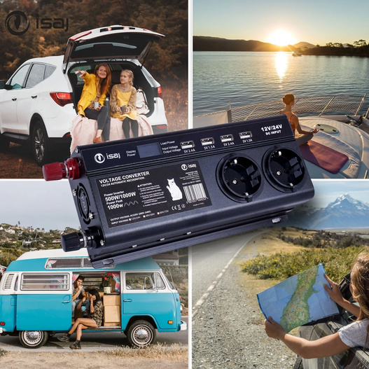 Przetwornica Isaj Rn1 12v 24v 230v Samochodowa Inwerter 500W 1000W USB
