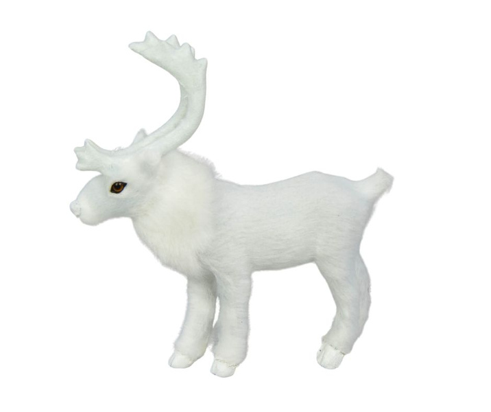 Renifer biały futerko 11,5x12cm - zdjęcie 1