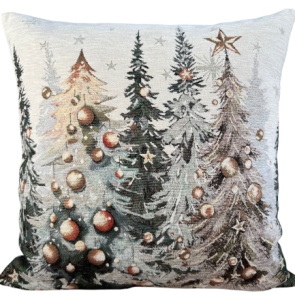 Poszewka 40x40cm Chenille Las śnieżony z bombkami