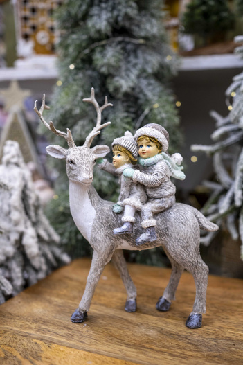 Jelonek ceramiczny szary szczotkowany z dziećmi 19x17cm