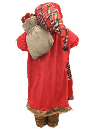 Mikołaj czerwony sztruks z workiem prezentów 120 cm