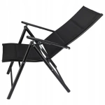 Krzesło 7-pozycji aluminium czarne do 120kg 56x64cm