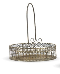 Patera/koszyk metalowy złoty patyna 38x33cm