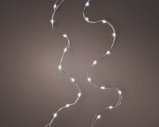 Lampki na baterie 50LED 2,4m Flesz zimny biały 8 funkcji