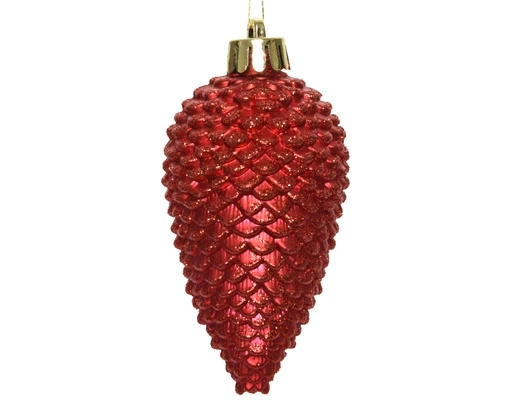 Bombki Szyszki czerwone 8cm 6sztuk