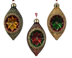 Bombka choinkowa szklana ornament z kwiatem w środku 11 cm