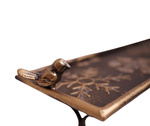 Taca metal złota, śnieżyki na nóżkach z ptaszkami 50x14cm