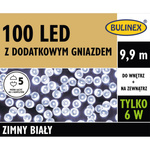 Lampki choinkowe zewnętrzne/wewnętrzne 100 LED 9,9 m biały zimny z dodatkowym gniazdem