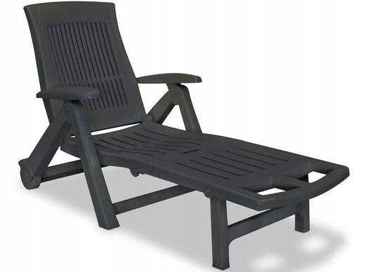 Leżak plażowy składany duży  Zircone 114x110x234cm antracyt