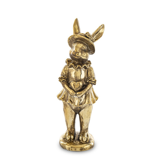 Figurka Królik ONA złota stojąca serce w ręku 37cm 
