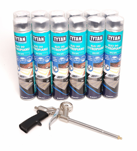 Pianoklej styropianu EPS/XPS Tytan x12 Pistolet