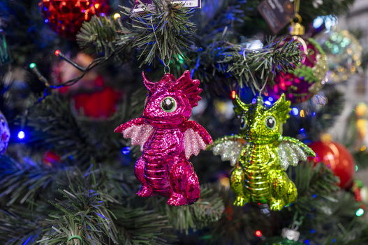 Bombka Smok różowy/zielony 10,5cm 1 sztuka