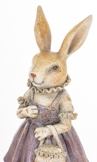 Figurka Królik ONA w fioletowej sukience z torebką 26cm