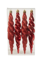 Bombki sople kręcone czerwone 4 sztuki 17cm