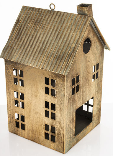 Domek metal złoty na t-light 36x21cm
