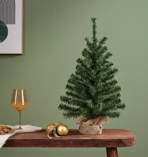 Choinka zielona w jutowym worku 60 cm