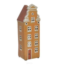 Domek Holenderski na T-light brązowy z białymi oknami