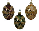 Bombka szklana jajo faberge 3 wzory 8 cm