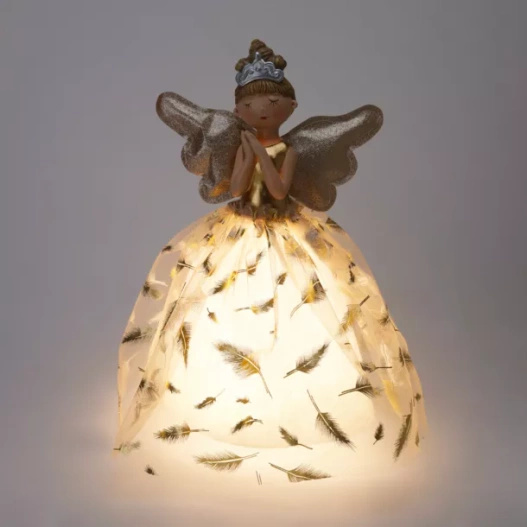 Dziewczynka anioł LED 22x36 cm złota
