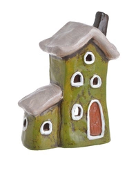 Domek Holenderski T-light krzywy, zielony, krem dach 19cm