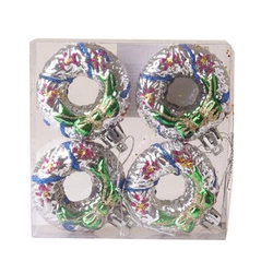 Bombki Wieniec Świąteczny srebrny 4sztuki 6cm 