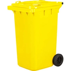 Kosz na śmieci ogrodowy z klapą 240L żółty